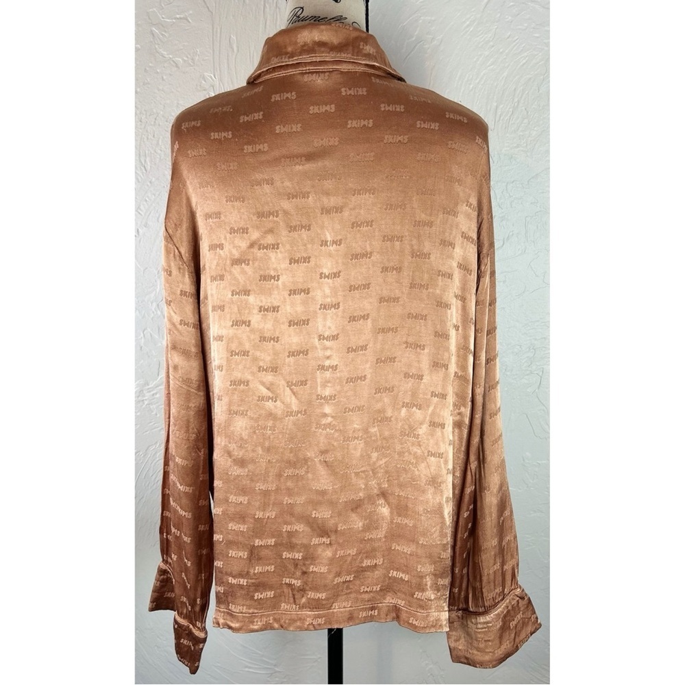 Skims Jacquard Button Up Sleep Ochre Top, size Large - Picture 8 of 11